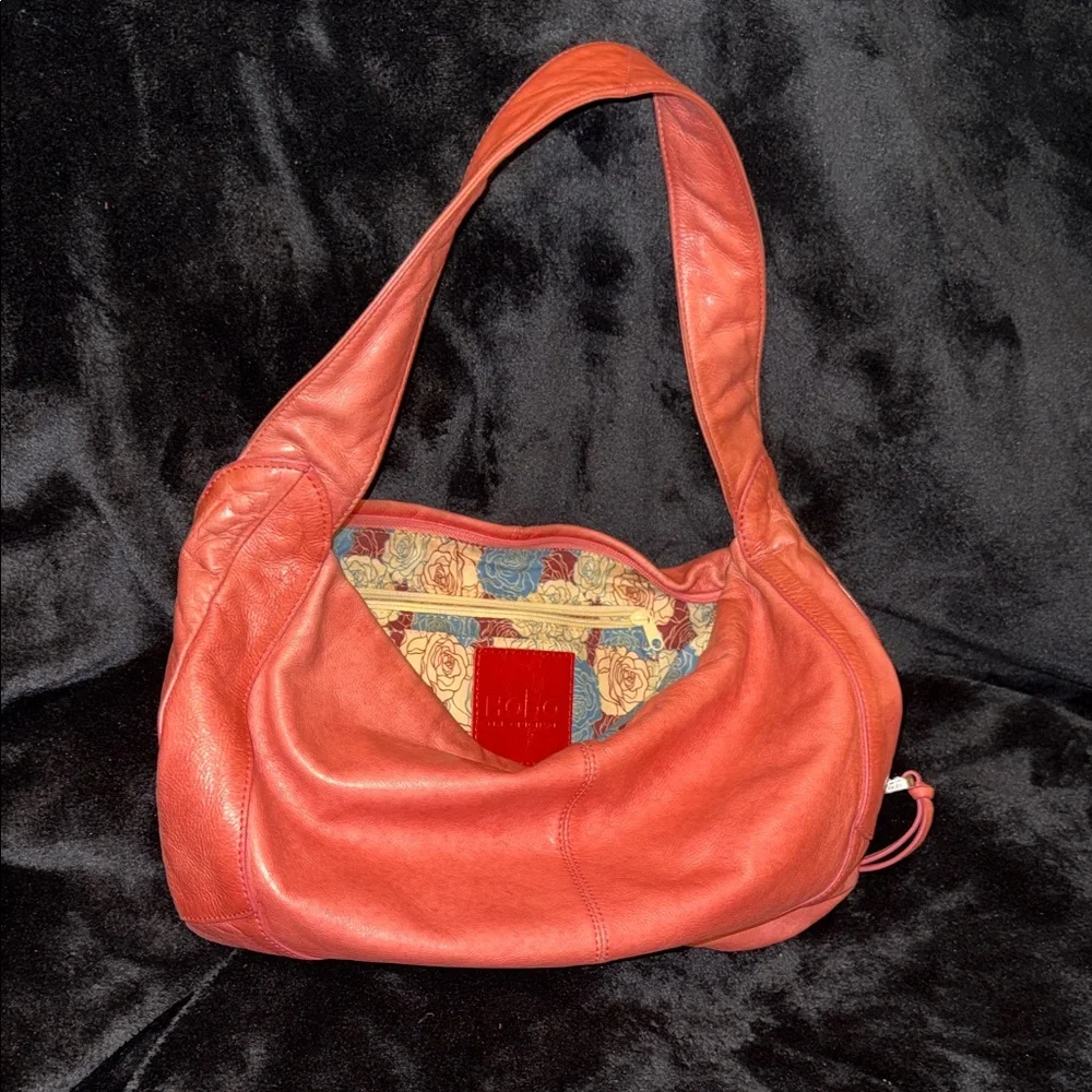 HOBO Bold Coral pink Leather Vintage Hobo Bag